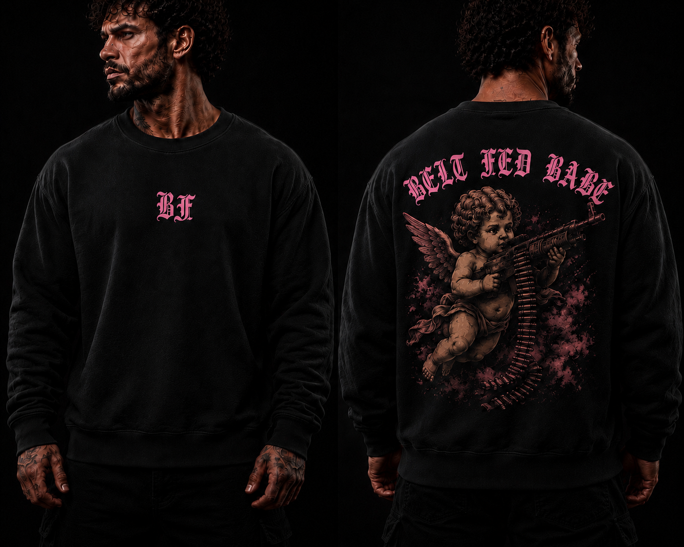 Pink Belt Fed Crew Neck